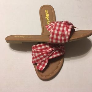 New Dollymix Red Gingham Bow Sandals Size 11